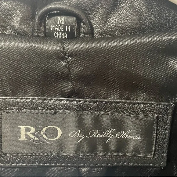 R&O Reilly Olmes Womens Black Genuine Leather Coat Mid Length Size M - Picture 7 of 12